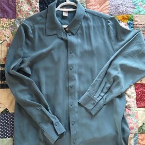 H&M Men's Teal Button-Up Long Sleeve Shirt